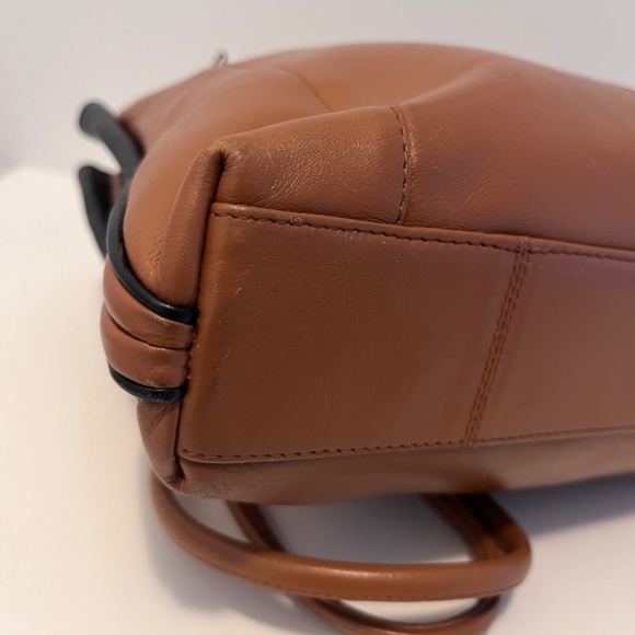 Derek Alexander Rare Vintage Double Straps Shoulder Bag Brown Black Trim Leather - Picture 12 of 17